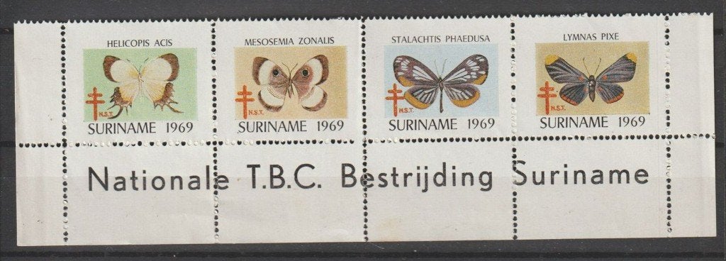 Suriname sluitzegels TBC bestrijding 1969, Ophalen of Verzenden, Postfris