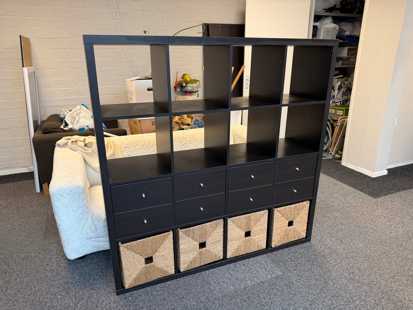 IKEA Expedit kast 147x147x39 met lades en manden, Ophalen, Gebruikt, 100 tot 150 cm, Met lade(s)