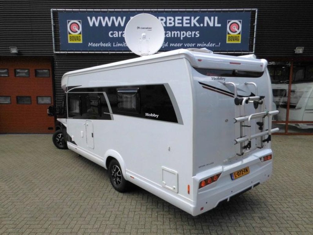 Hobby Optima De Luxe 75 HF HEFBED +SOLAR +FIETSENREK, Caravans en Kamperen, Campers, Chemisch toilet, Fiat, Hobby, Particulier