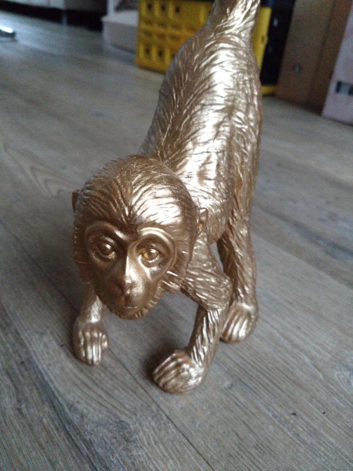 Gouden Aap Decoratie met Lange Krulstaart, Huis en Inrichting, Woonaccessoires | Overige, Ophalen, Zo goed als nieuw, Goud, Modern