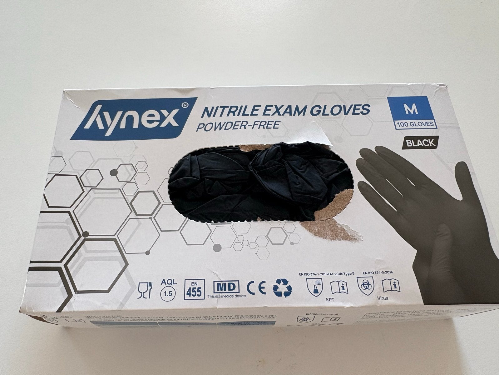 Hynex Nitril Onderzoekshandschoenen M Zwart - Poedervrij, Verzenden, Nieuw