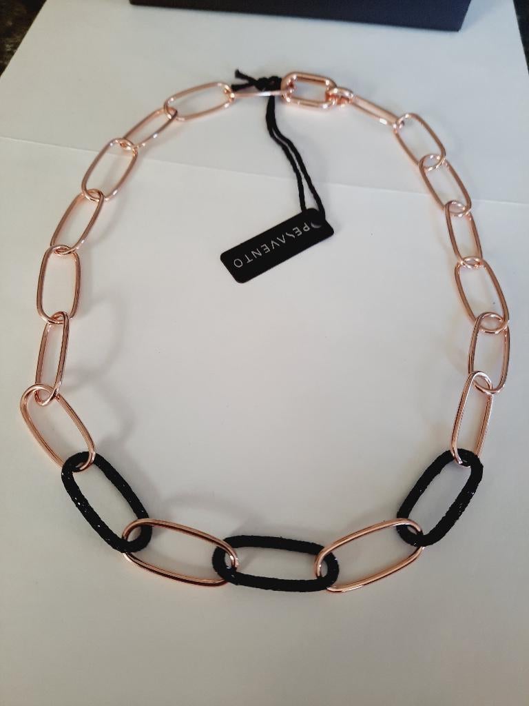 Pesavento ketting roségoud + zwart WPLVE2908, Ophalen of Verzenden, Nieuw, Goud, Zilver