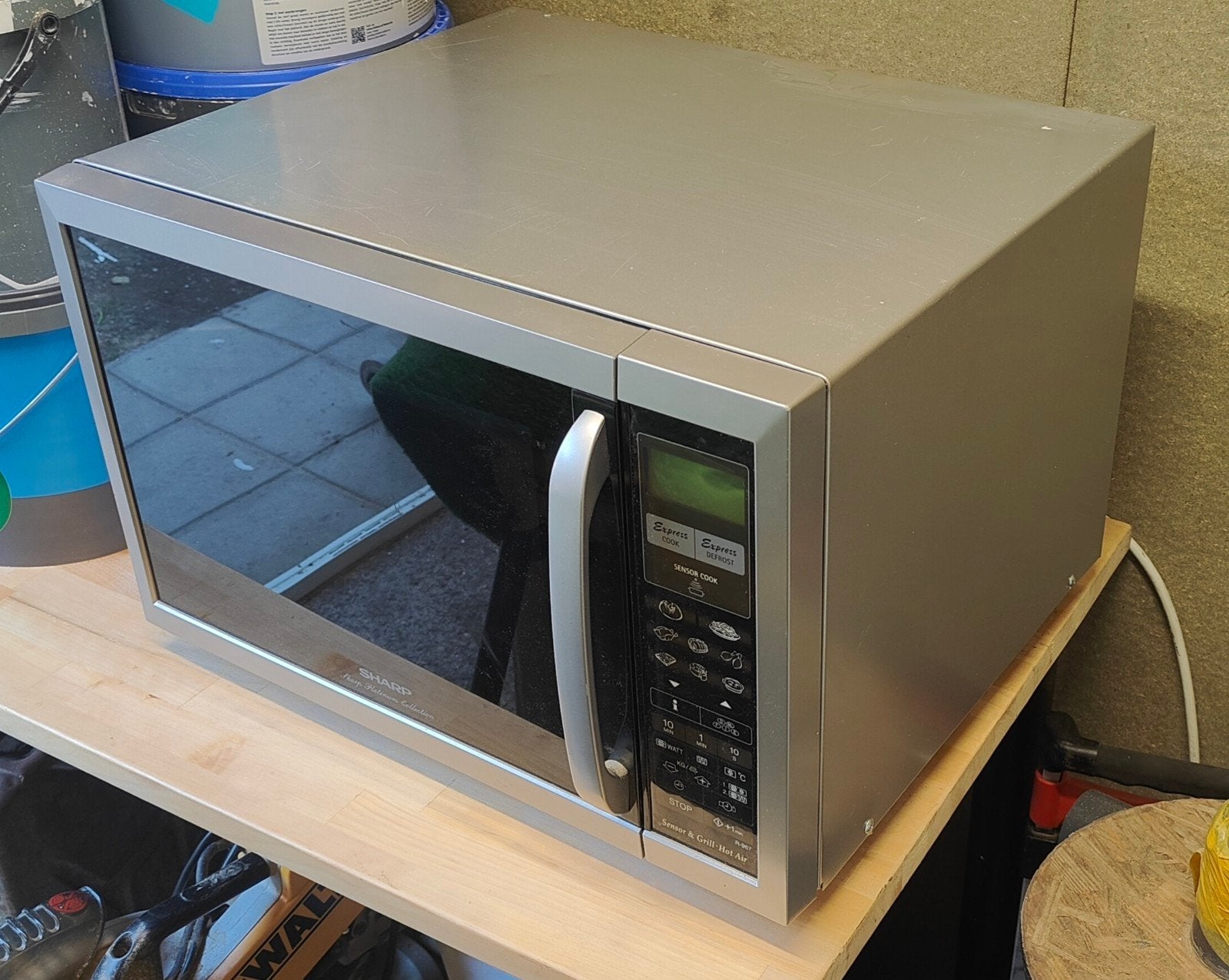 Combimagnetron Hetelucht Oven Grill RVS Draaiplateau, Witgoed en Apparatuur, Ophalen, Combimagnetron, Gebruikt, Draaiplateau