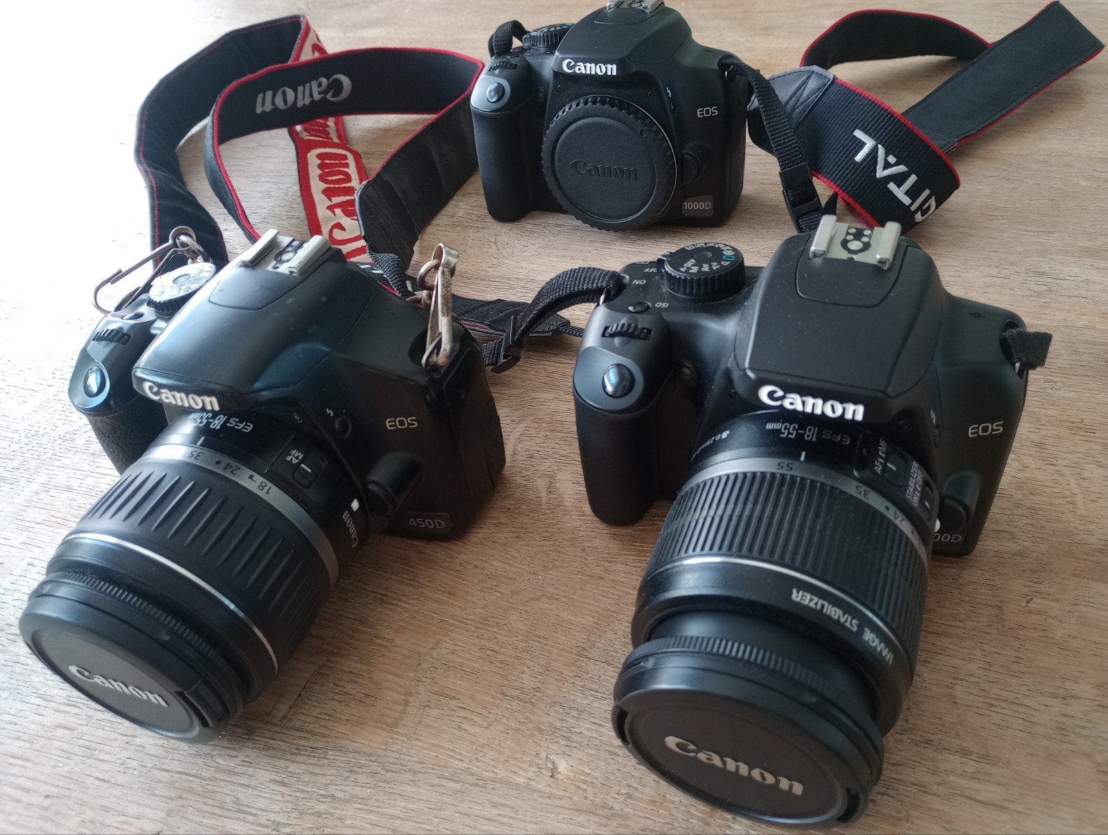 Complete Canon EOS Fotografie Set - 3x Body (450D & 1000D), Ingebouwde flitser, Gebruikt, Spiegelreflex, Canon