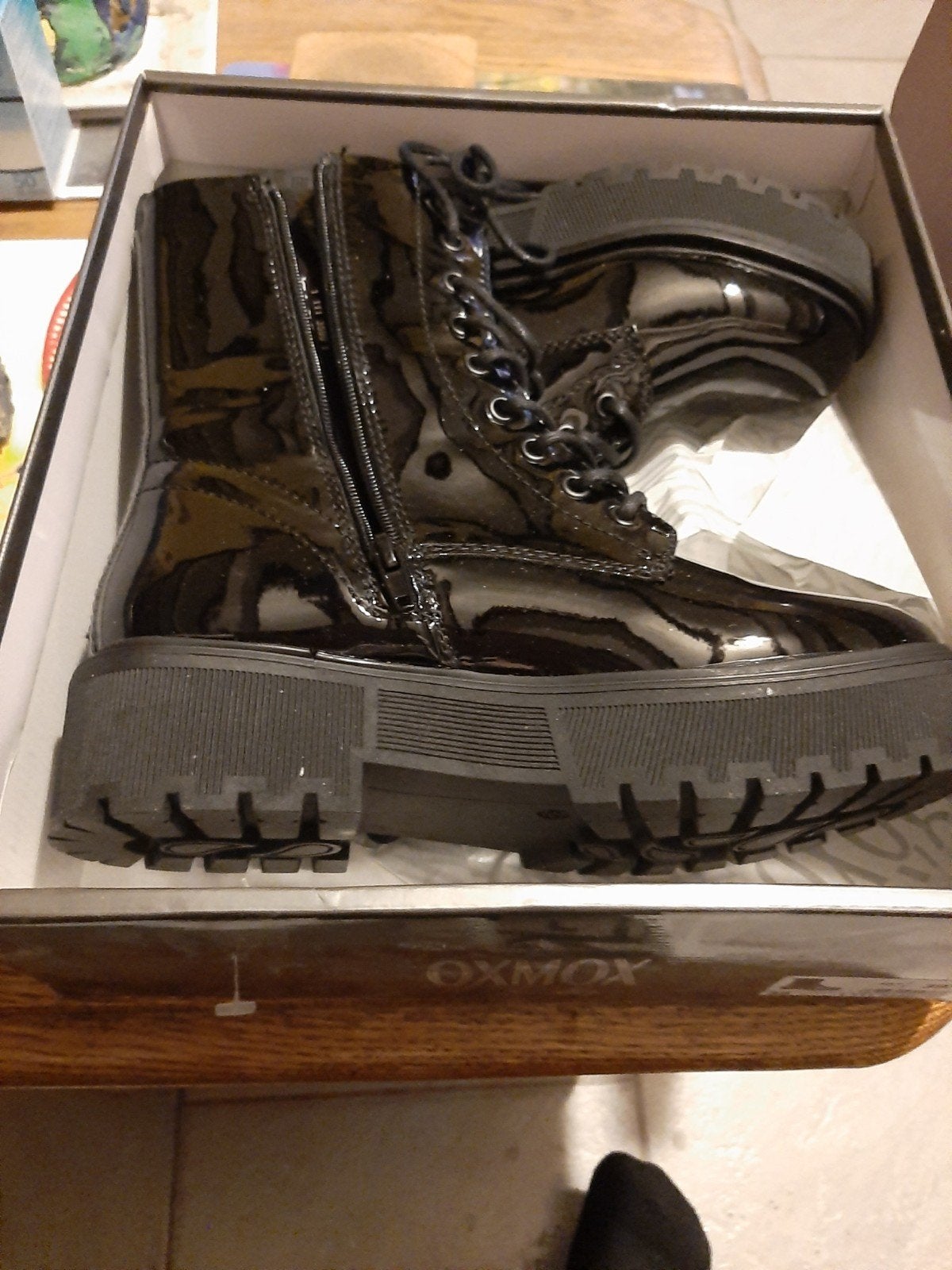 Nieuwe Oxmox lakleren laarzen maat 39, Ophalen, Hoge laarzen, Zwart, Nieuw