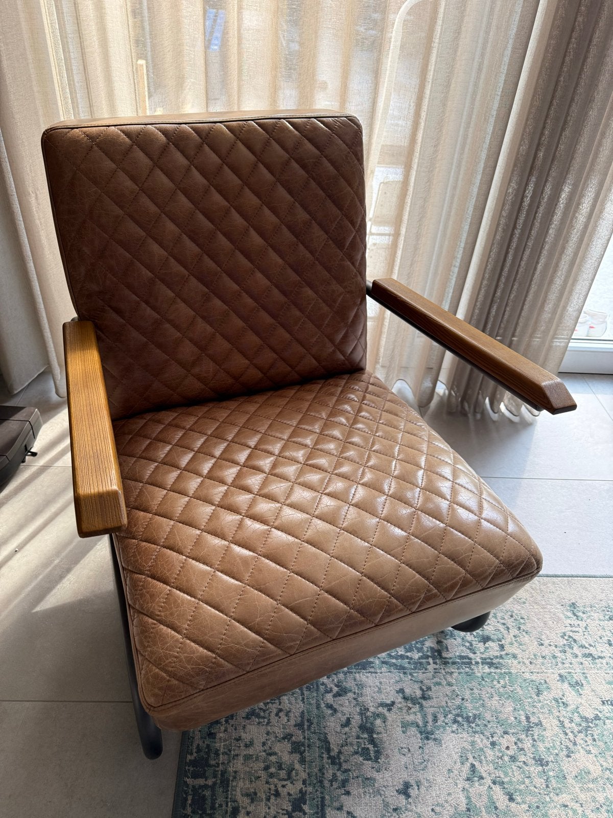 Fauteuil Marc (Eleonora) Java Leder Cognac, Ophalen, Gebruikt, Vintage, 75 tot 100 cm