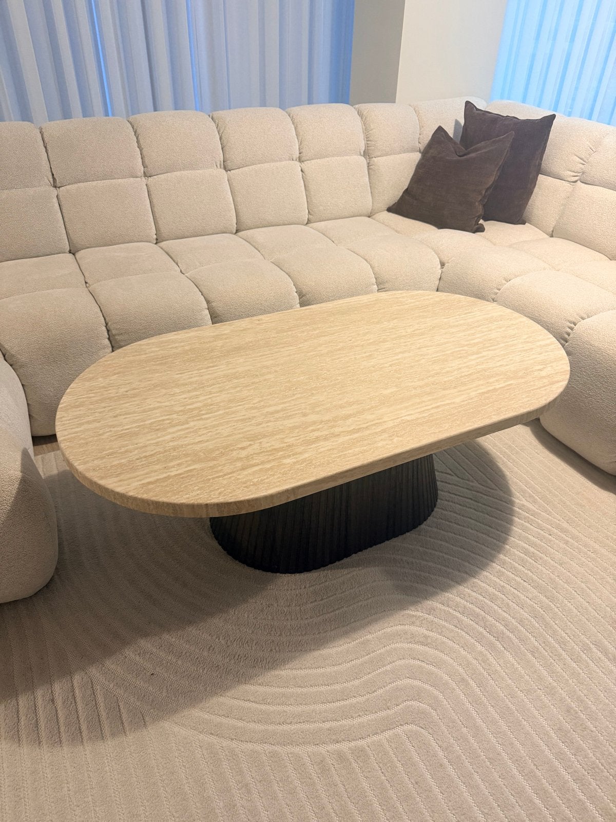 Eettafel, salontafel en Sklum stoelen set, Ophalen of Verzenden, Zo goed als nieuw, Ovaal, Overige houtsoorten