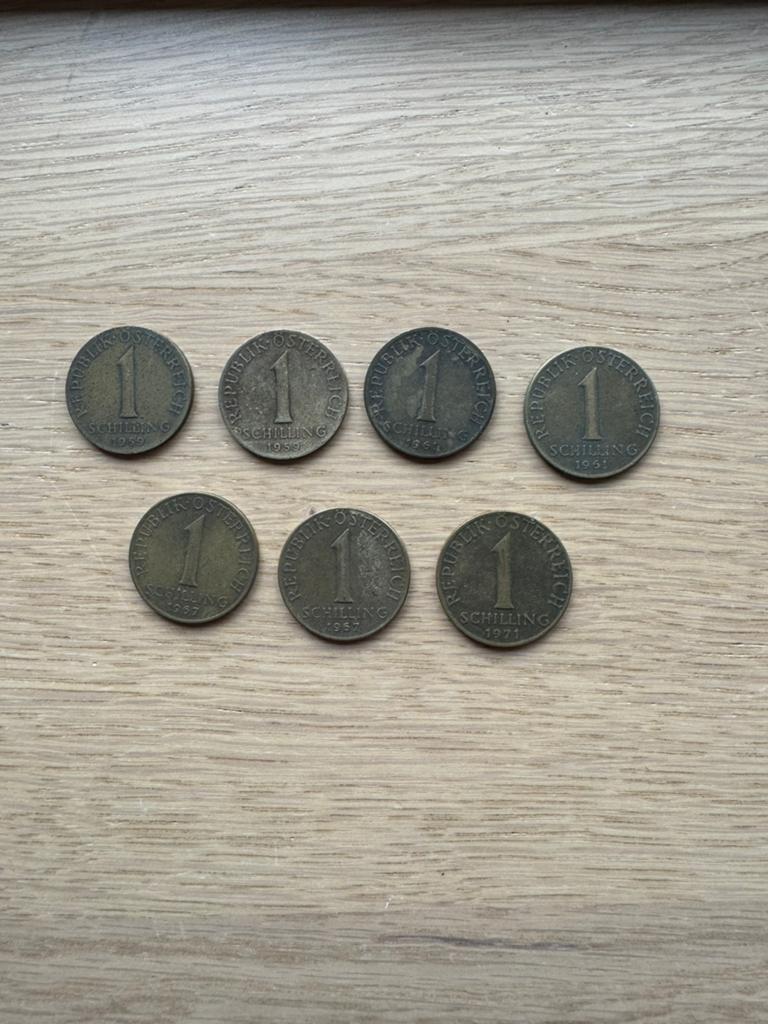 7x 1 Schilling - Oostenrijk - 1959-71, Ophalen of Verzenden, Oostenrijk, Setje