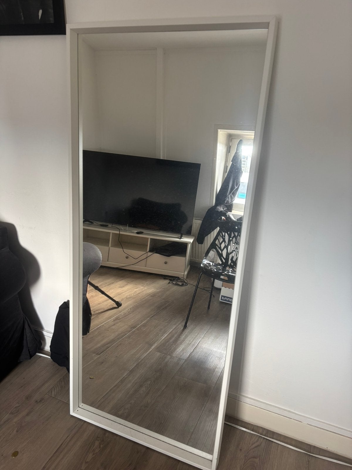 Grote Ikea spiegel wit, Ophalen, Gebruikt, 100 tot 150 cm, Rechthoekig
