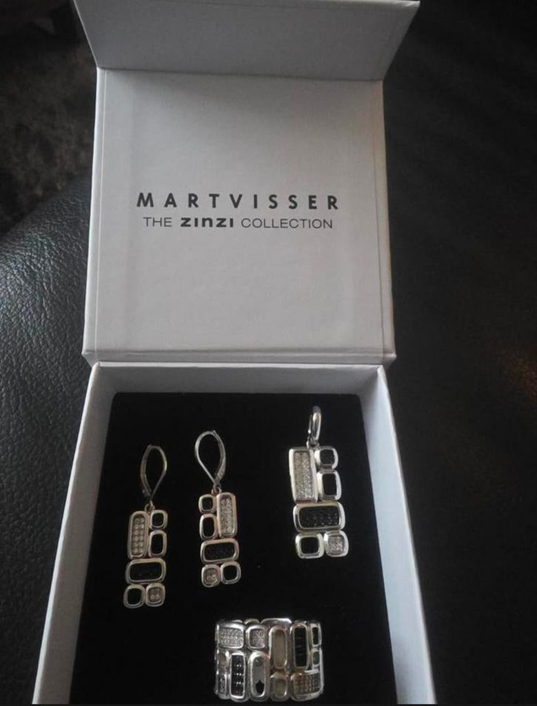 Mart Visser Zinzi Sieradenset Zilver Zwart Wit, Ophalen of Verzenden, Zo goed als nieuw, 17 tot 18, Met edelsteen