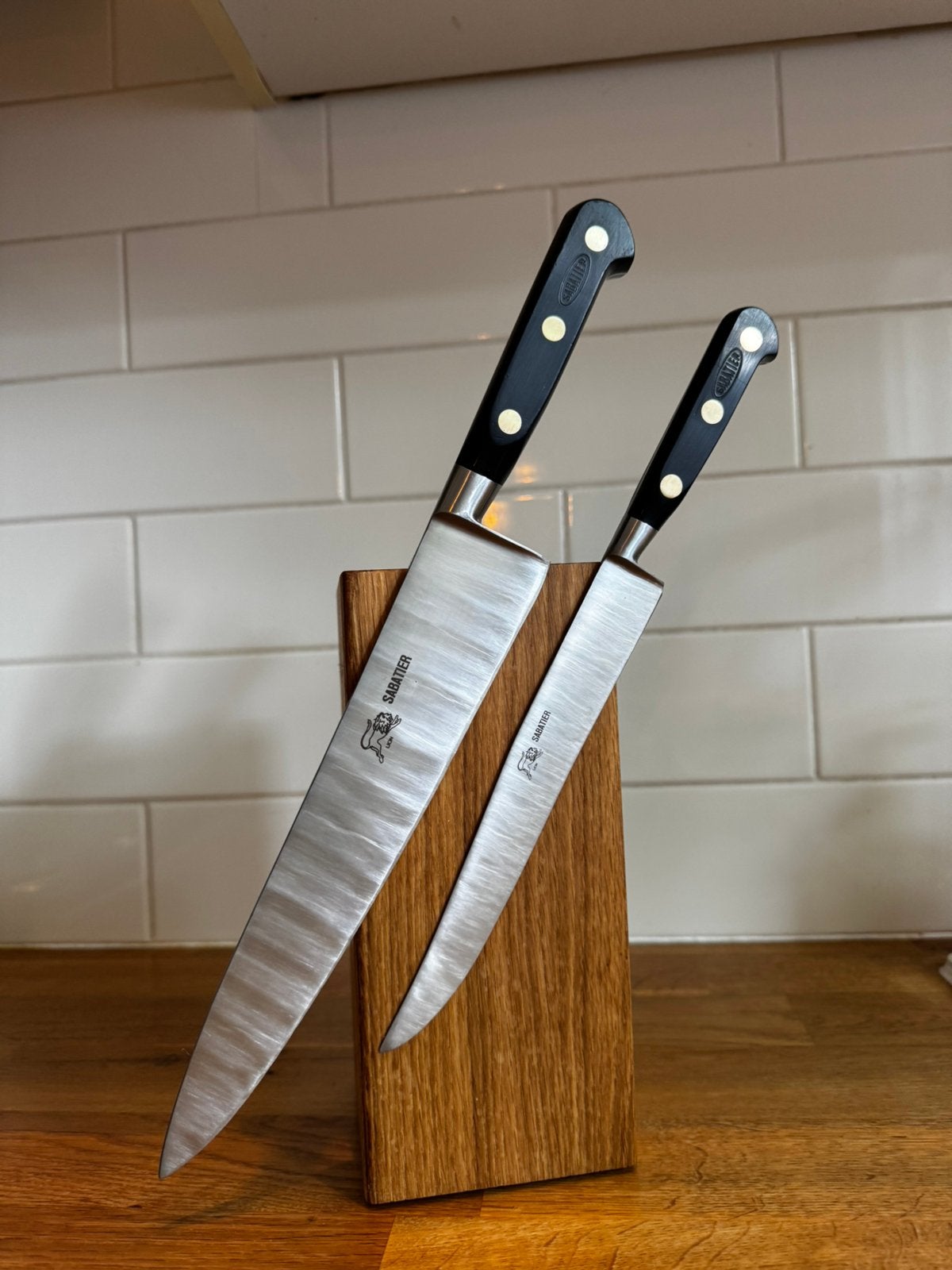 2x Lion Sabatier – Klassieke koksmessen set, Ophalen of Verzenden, Zo goed als nieuw, Rvs of Chroom