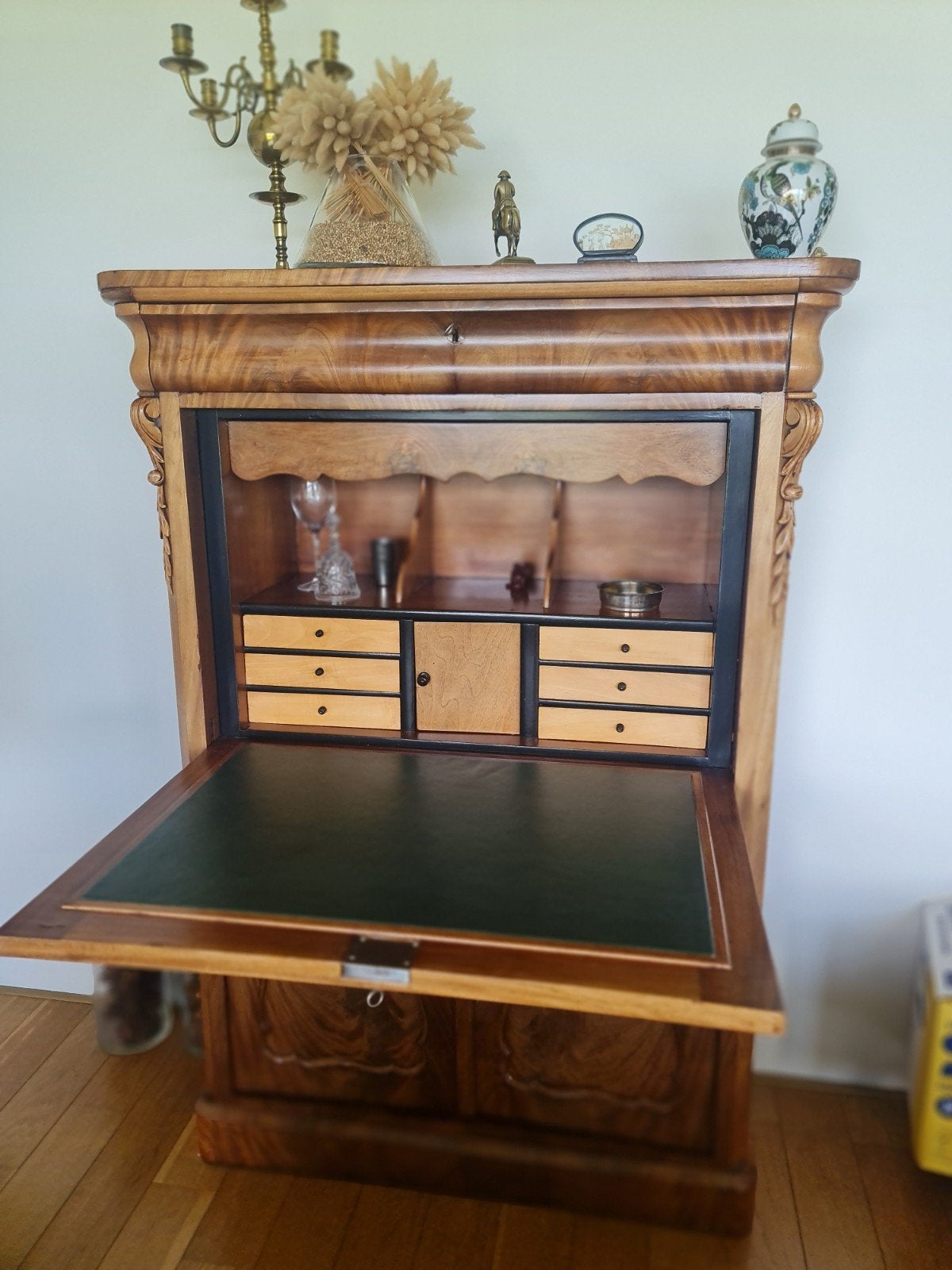 Antieke Biedermeier Klep Secretaire Kast Bureau, Ophalen