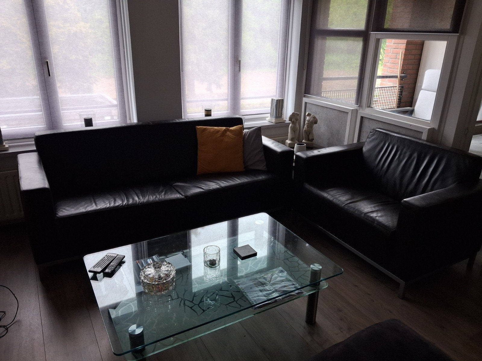 Leren bankstel: 3-zitsbank en loveseat Montel, 150 tot 200 cm, Driepersoons, 75 tot 100 cm, Ophalen of Verzenden