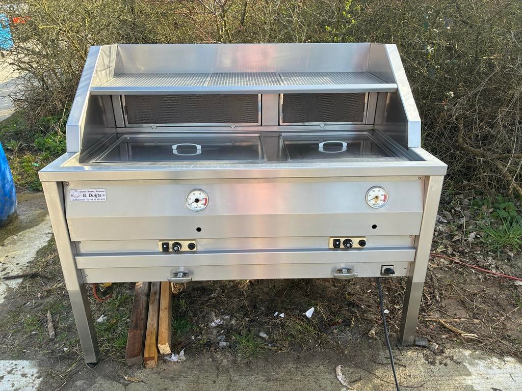 Smitto 2-pans visbak / bakoven gas - compleet & netjes, Ophalen, Gebruikt, Fornuis, Frituur en Grillen