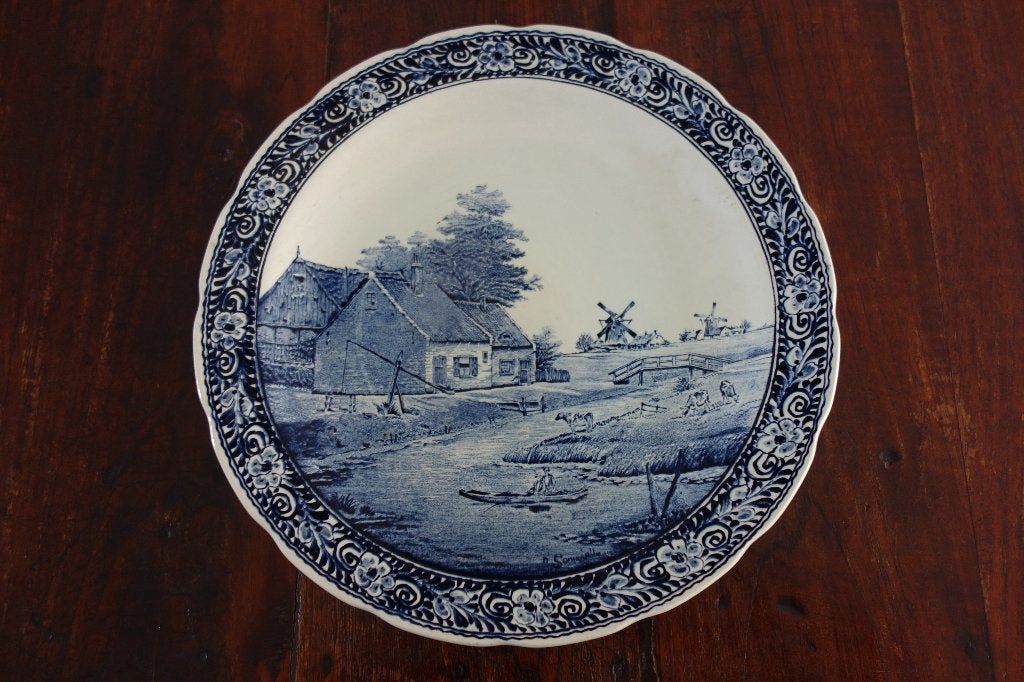 Wandbord porselein boerderij molens, Ophalen of Verzenden