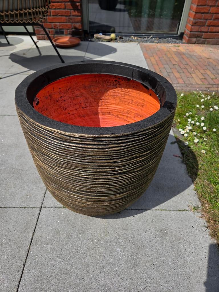Capi bloempot 43x43 cm - Goud/Zwart, Tuin en Terras, Bloempotten, Ophalen, Kunststof, Gebruikt, 40 cm of meer