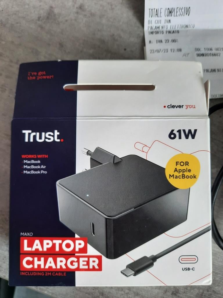 Trust Maxo 61W USB-C Laptop Oplader voor Apple MacBook, Ophalen of Verzenden, Nieuw, Trust