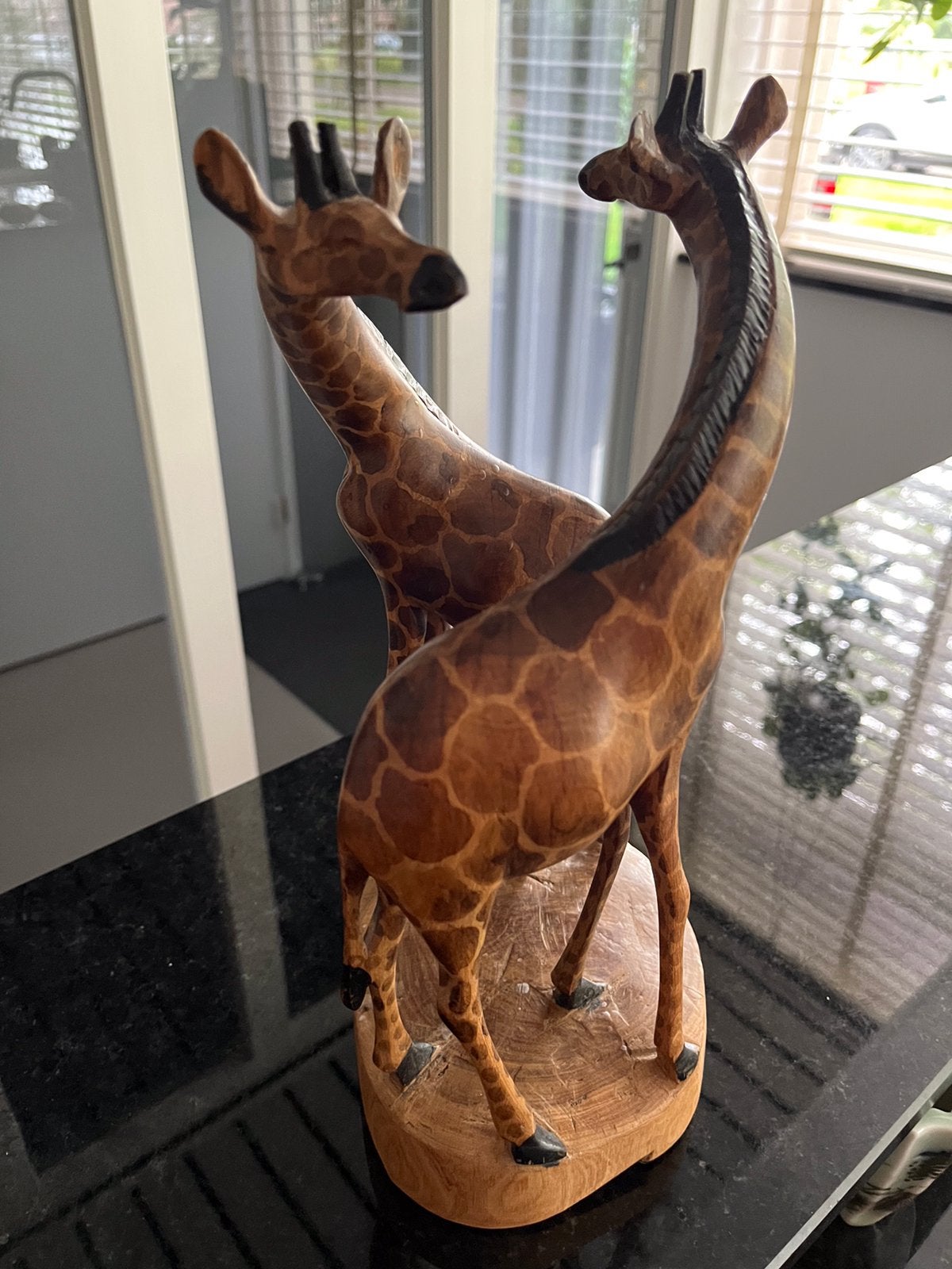 Beeld op sokkel / giraffen, Antiek en Kunst, Ophalen of Verzenden