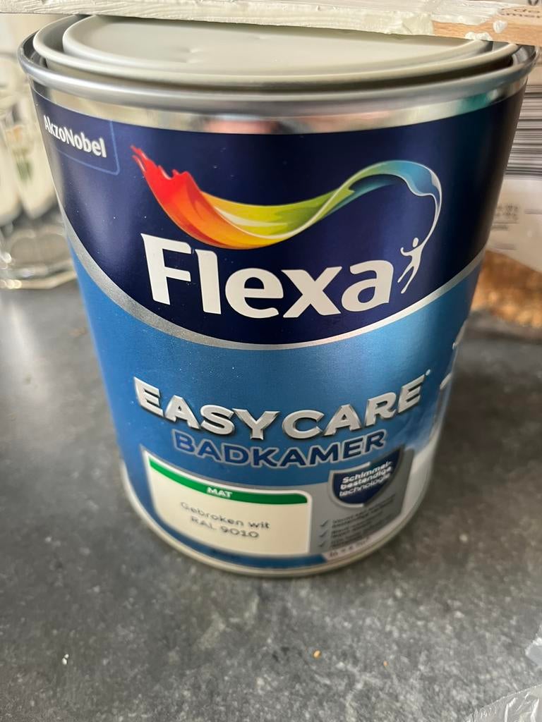 Flexa easycare badkamer verf tegen vocht en schimmel, Ophalen, Zo goed als nieuw, Wit