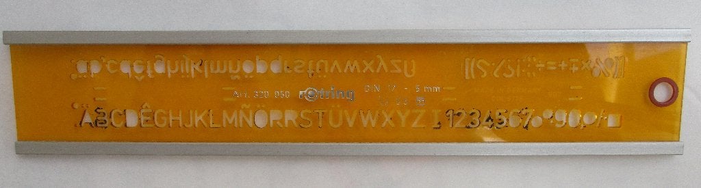 Rotring lettersjabloon art 320 050 din 17 5mm, Ophalen of Verzenden, Gebruikt, Overige typen