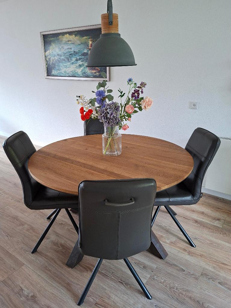 Eethoek rond 130cm, Ophalen, Gebruikt, Vier personen, 100 tot 150 cm