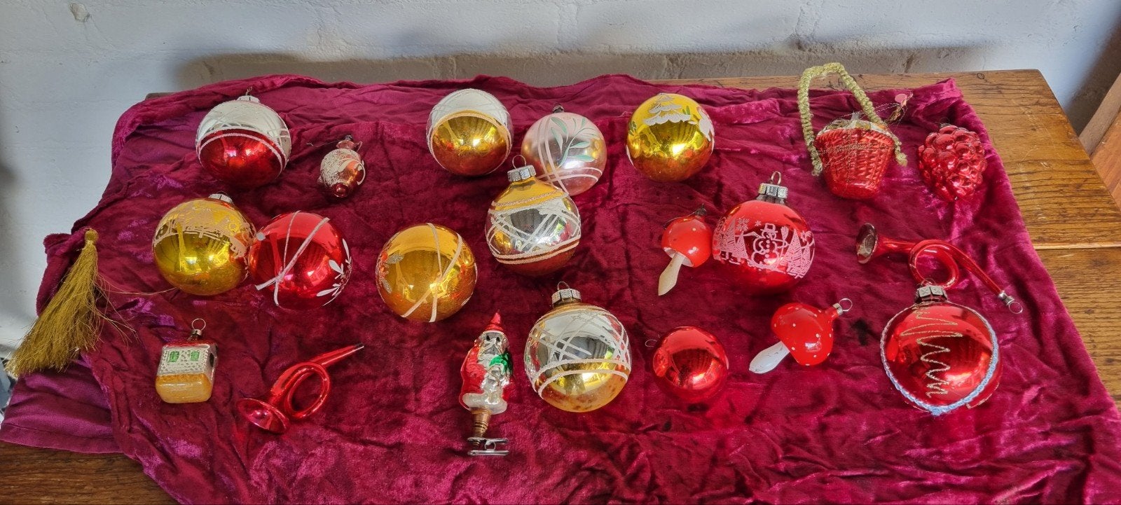 Diverse oude kerstballen en figuren, Diversen, Ophalen of Verzenden
