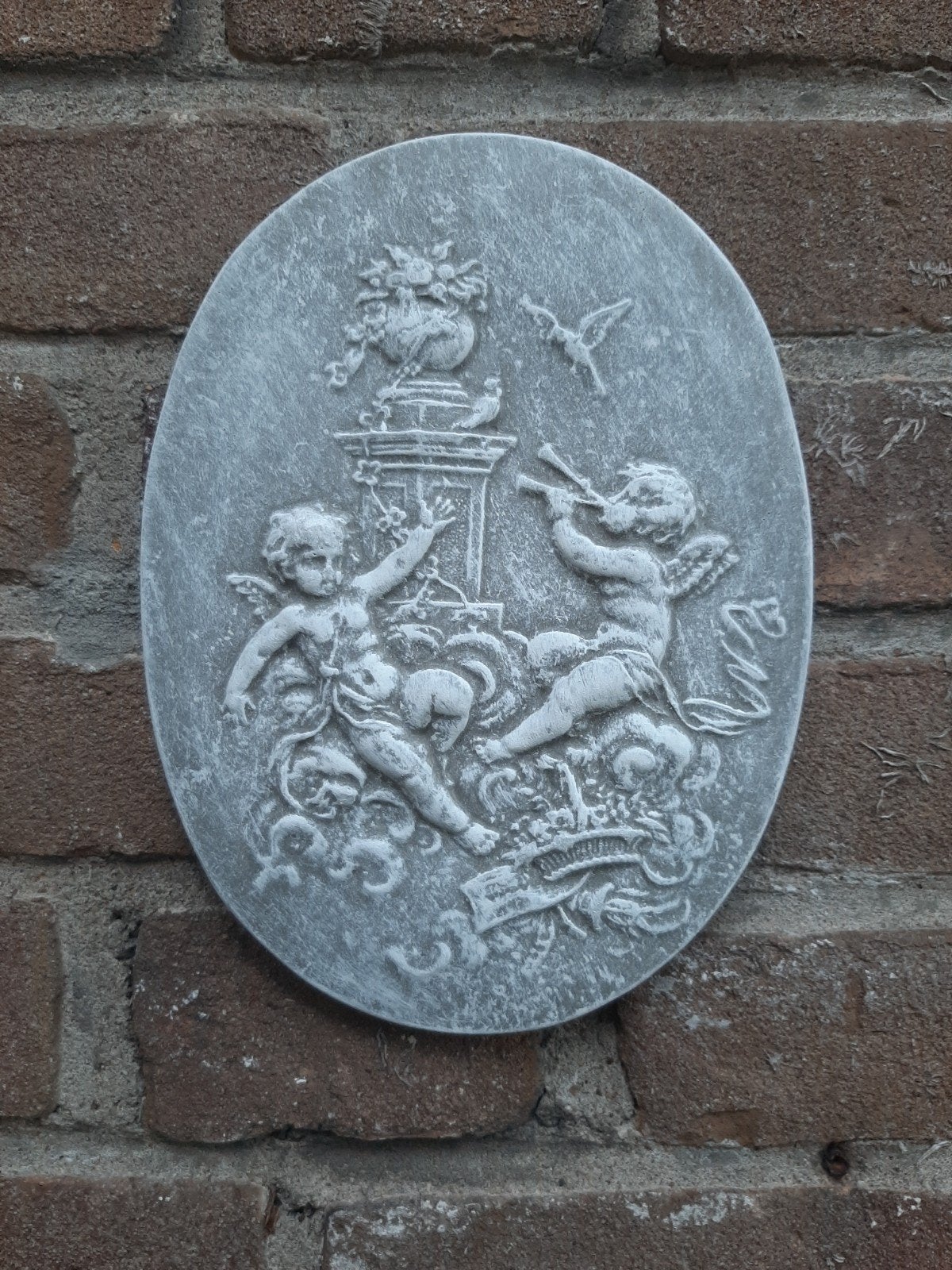Engelen wanddecoratie betonnen beeld tuinbeeld beton, Ophalen of Verzenden