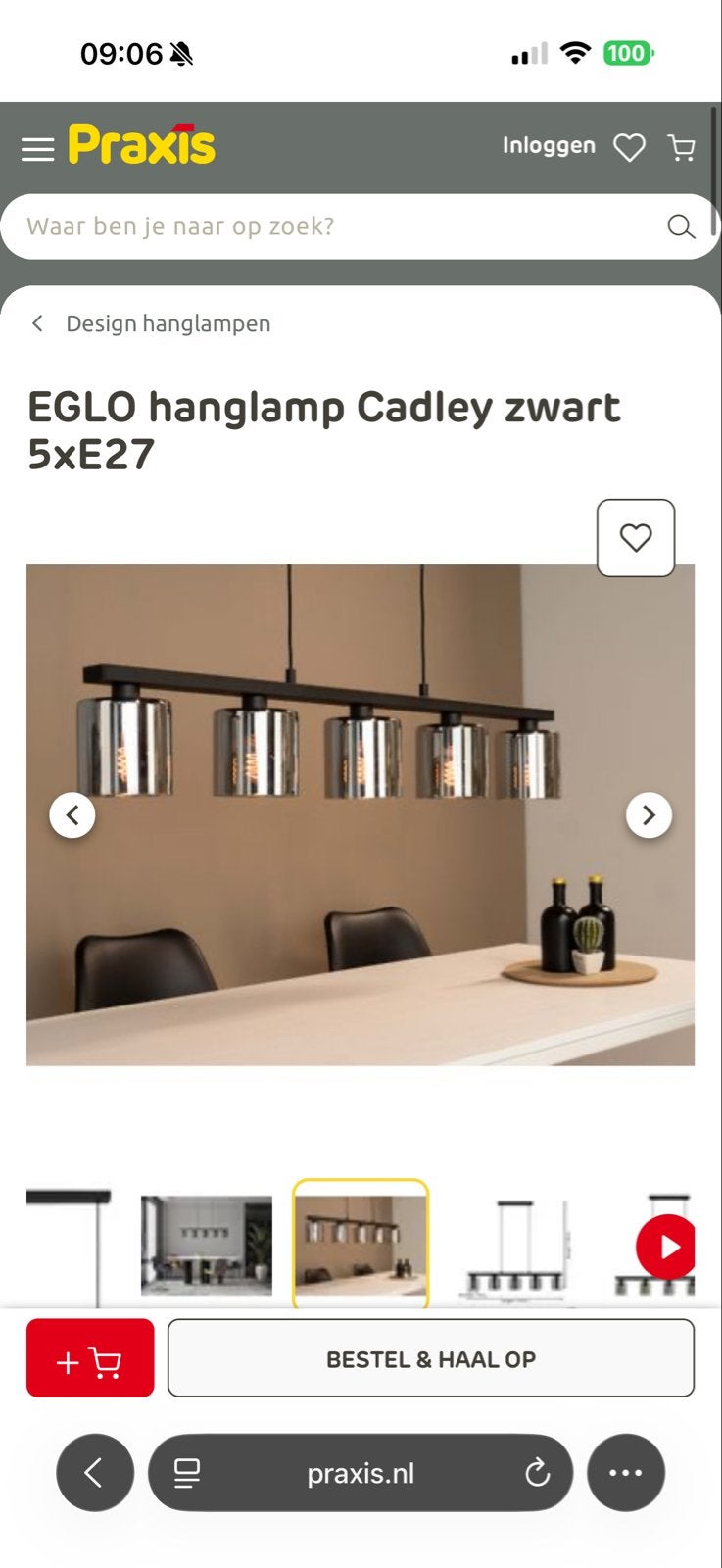EGLO hanglamp Cadley zwart 5xE27, Huis en Inrichting, Lampen | Hanglampen, Ophalen, Gebruikt, Metaal, E27 (groot)
