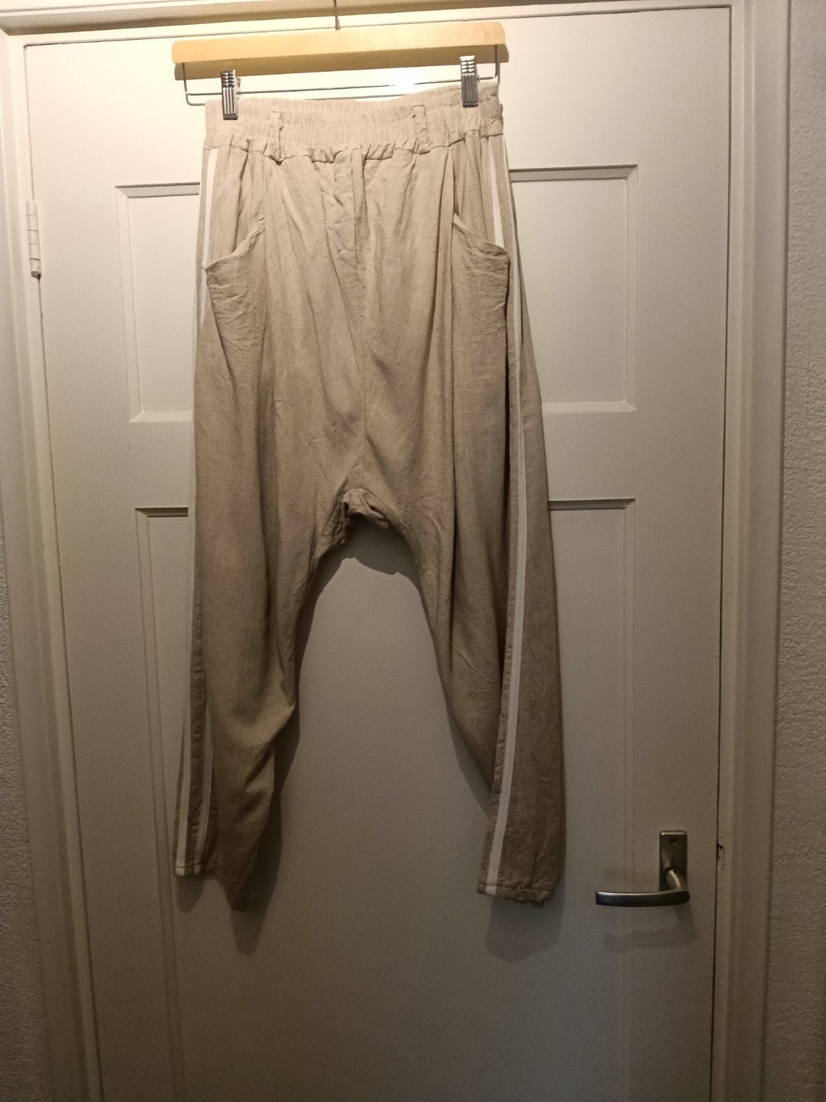Stoere linnen viscose broek, Maat 38/40 (M), Wit, Nieuw, Ophalen of Verzenden