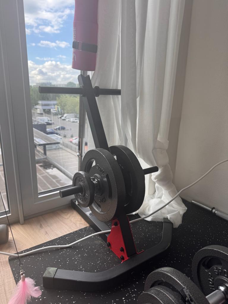 Barbell Set Strong 59kg met Halterrek, Ophalen of Verzenden, Gebruikt, Armen, Halterset