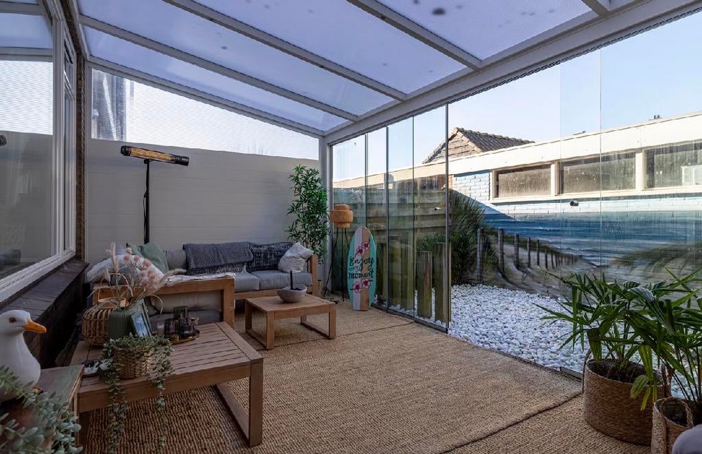 Luxe aluminium veranda / tuinkamer met glazen schuifwanden, Tuin en Terras, Overkappingen, Zo goed als nieuw, Veranda, Ophalen