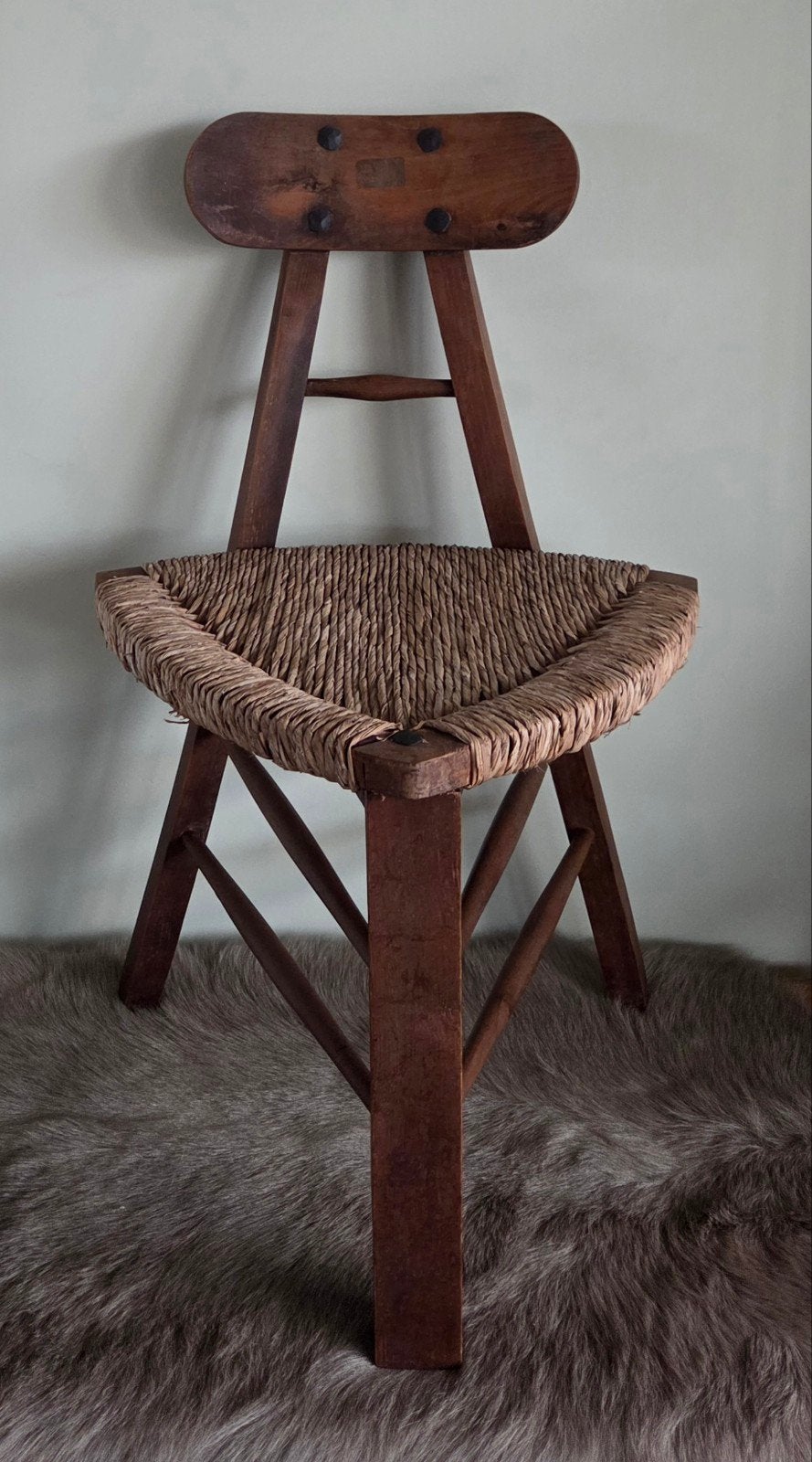 Vintage Spaanse Brutalist Tripod Stoel – Patente Nº 46612, Ophalen