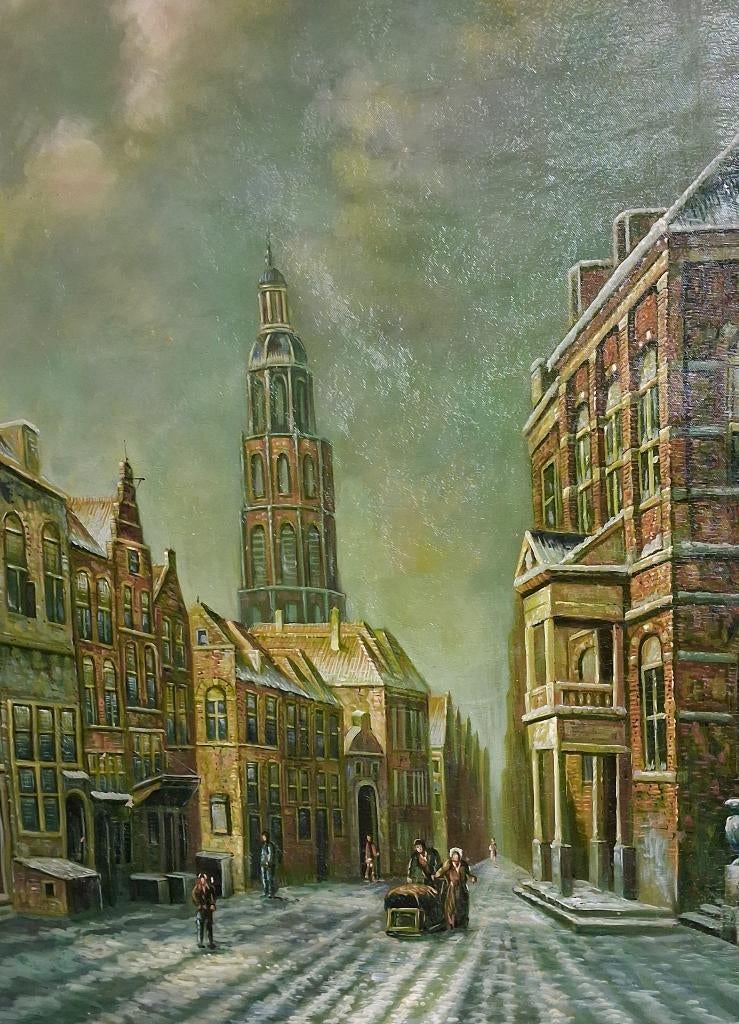 ouderwets stadsgezicht, Antiek en Kunst, Ophalen of Verzenden