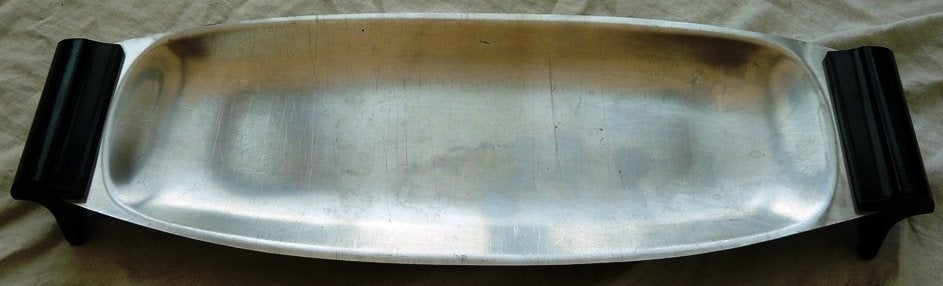 Serveerschaal Serving Dish, Retro, RVS, 12x4x36cm, 1960/70s., Gebruikt, Serveerschaal, Ophalen of Verzenden, Afgeronde hoeken