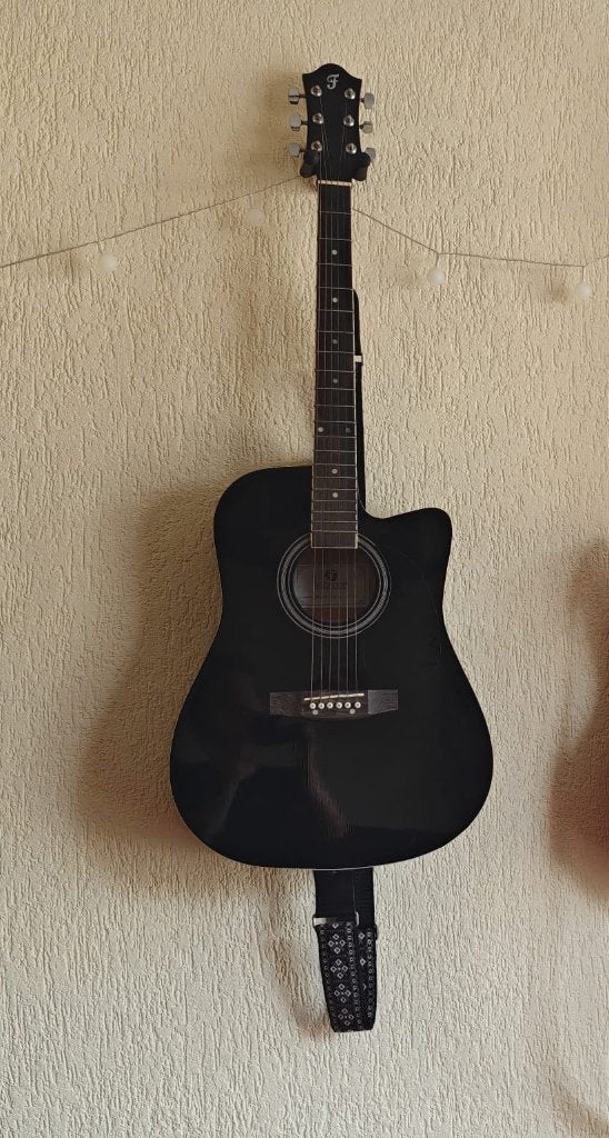 Fazley W50CBK akoestische western gitaar zwart Incl. band, Muziek en Instrumenten, Ophalen, Zo goed als nieuw, Western- of Steelstringgitaar