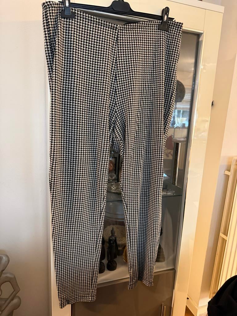 MS Mode Pied-de-poule broek maat 50, Ophalen of Verzenden, Zo goed als nieuw, Zwart, Broek of Spijkerbroek