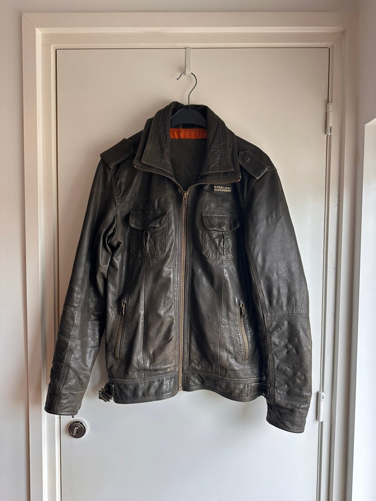 Superdry Ryan lederen jas - Vintage Look - maat M, Ophalen of Verzenden, Zo goed als nieuw, Maat 48/50 (M), Bruin