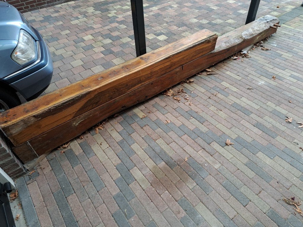 Sierbalken 2 stuks, Doe-het-zelf en Verbouw, Ophalen, Gebruikt, Minder dan 25 mm, 300 cm of meer