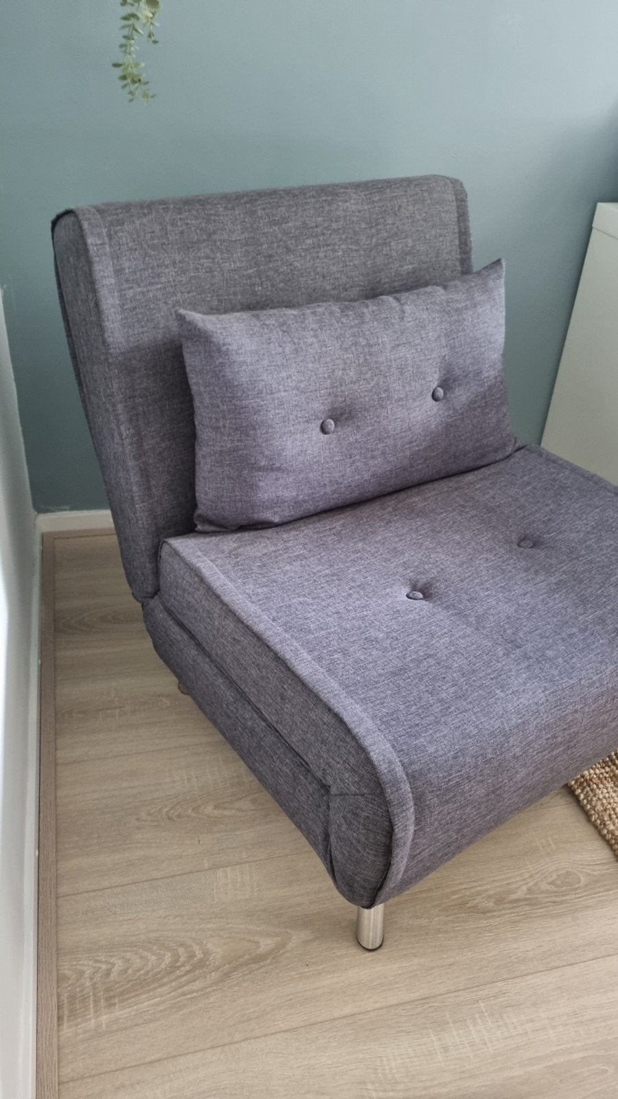 Grijze slaapstoel/bedstoel - Made, Ophalen, 190 cm of minder, Zo goed als nieuw, Grijs
