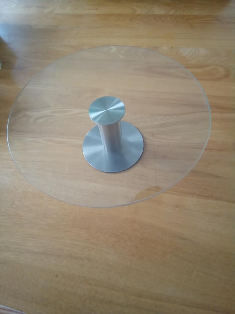 Serveerschaal transparant glas en staal 30x10, Ophalen, Nieuw, Overige stijlen, Glas