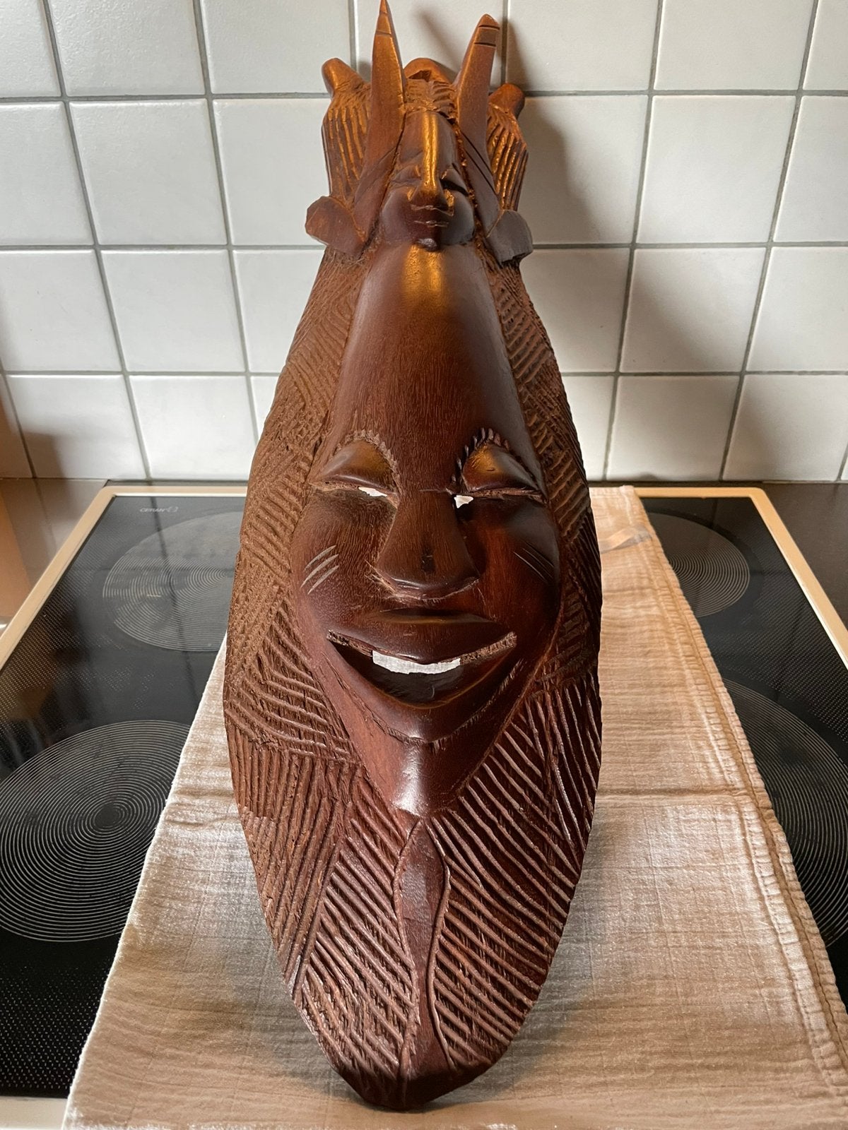 Afrikaans houtsnijwerk masker, Antiek en Kunst, Ophalen of Verzenden