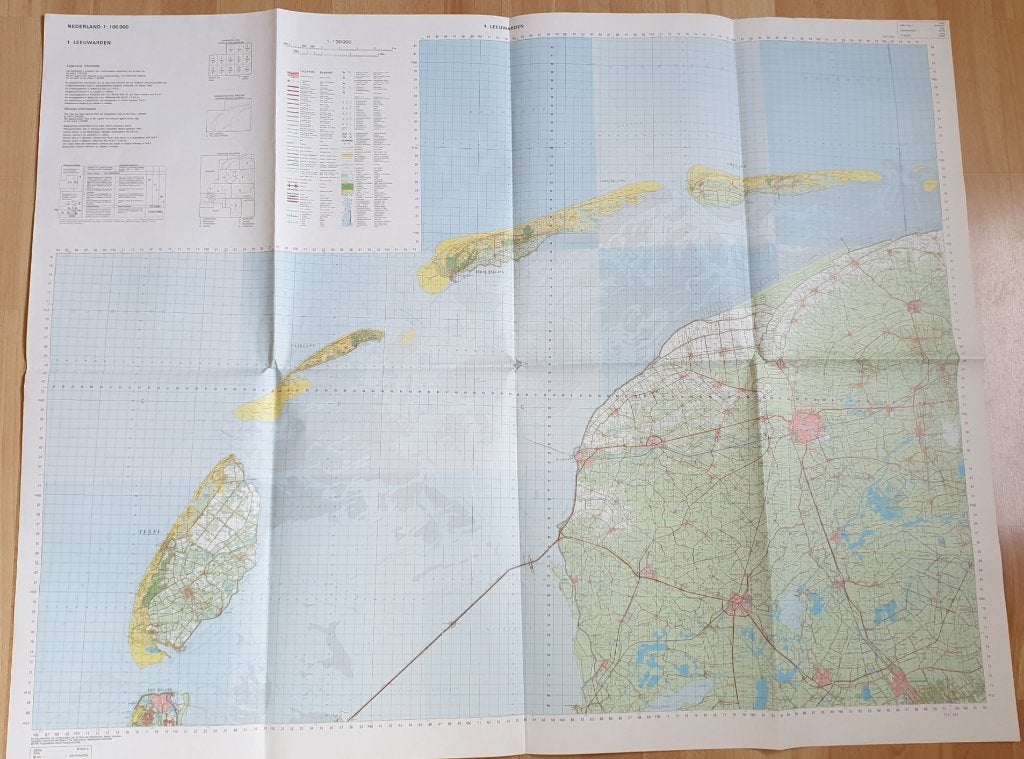 Heel grote DETAILKAART  FRIESLAND WADDENZEE met de Eilanden, Ophalen of Verzenden, 1800 tot 2000, Nederland, Landkaart