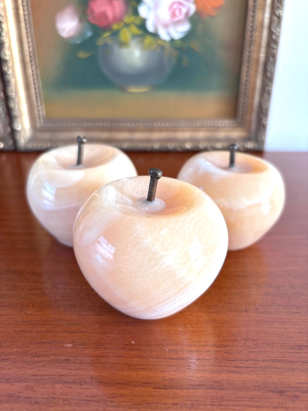 Set van 3 Vintage Onyx Marmeren Appels, Ophalen of Verzenden