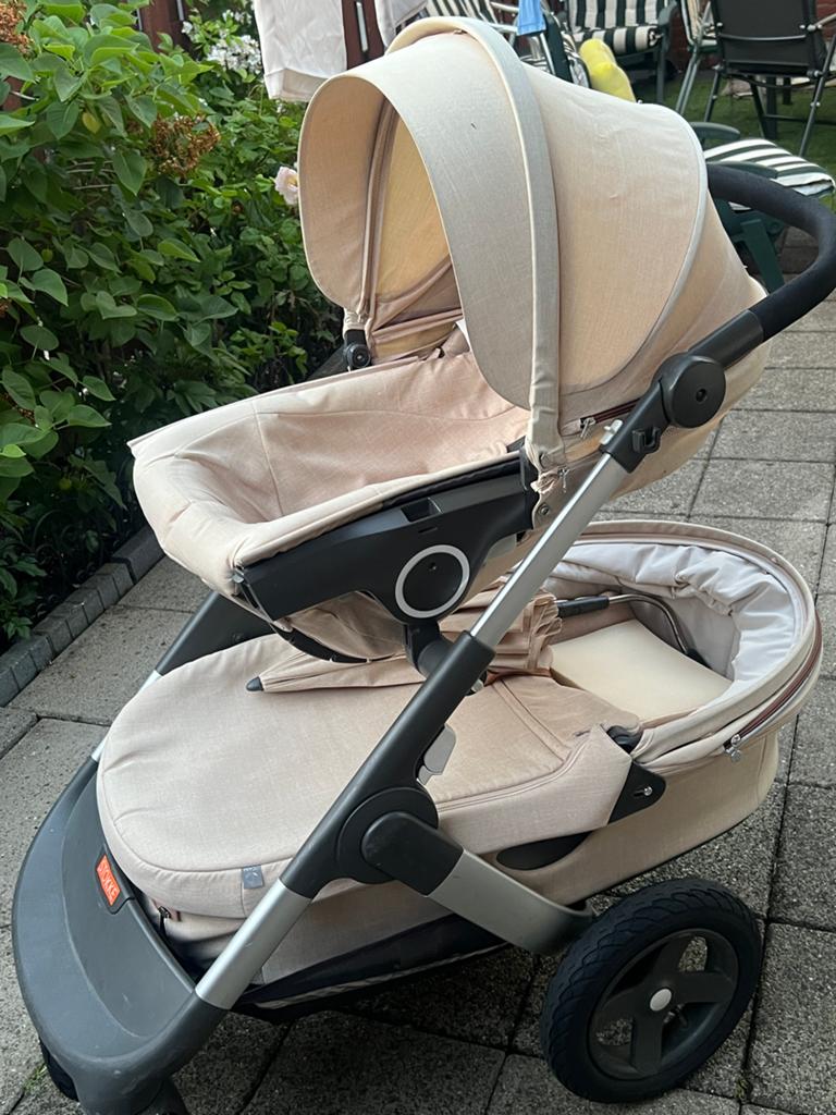 Stokke Trailz Combiwagen met reiswieg + autostoeltje, Gebruikt, Luchtbanden, Combiwagen, Ophalen