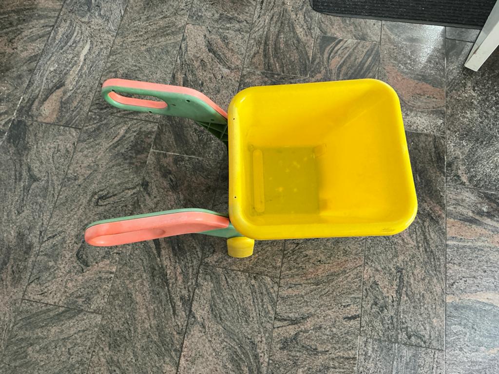Kinder kruiwagen speelgoed geel groen, Ophalen of Verzenden, Gebruikt