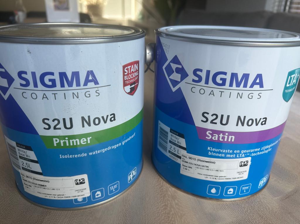 Sigma S2U Nova Primer + Satin RAL 9010 – nieuw!, Ophalen of Verzenden, Nieuw, Wit