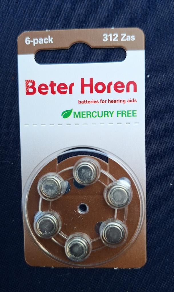 Beter Horen 312 Zas Hoortoestelbatterijen - 6-pack Kwikvrij, Ophalen of Verzenden, Nieuw