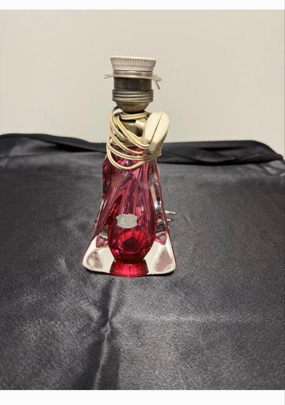 Gesigneerde Vintage Val Saint Lambert Lamp - Rood/Transparan, Ophalen of Verzenden