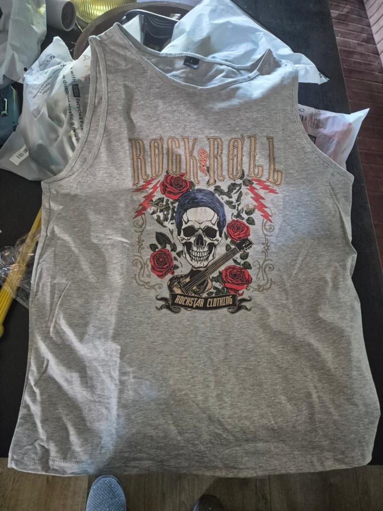 Rock and Roll Skull Tanktop - Maat L, Ophalen, Maat 42/44 (L), Nieuw, Zonder mouw