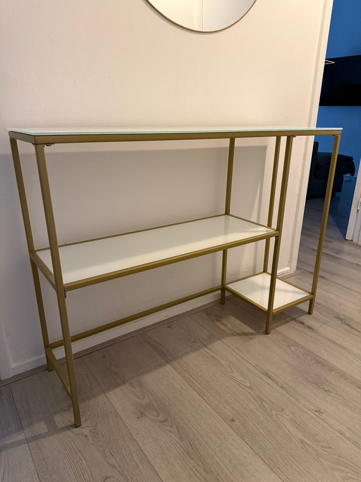 Sidetable wit/goud, Huis en Inrichting, Tafels | Sidetables, Ophalen, 50 tot 100 cm, Zo goed als nieuw, 25 tot 50 cm
